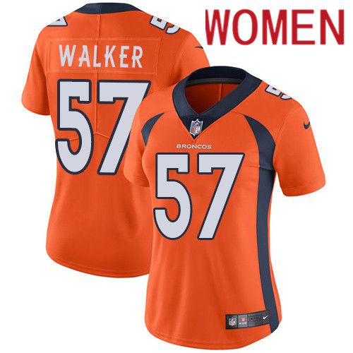 Women Denver Broncos #57 Demarcus Walker Orange Nike Vapor Limited NFL Jersey->women nfl jersey->Women Jersey